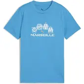 Puma Olympique de Marseille FtblCulture Tee Youth, Clothing, Azure/White, 15-16Y