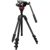 Manfrotto 502 Fluid Video Head Flat Base & 055 Video Carbon Fibre Tripod