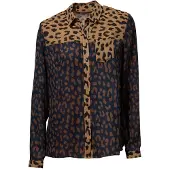 Mandarin Bluse marin / brun / sort