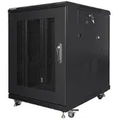 Lanberg V2 - Rack kabinet - flad pakke, med netdør, 600x800 - fritstående - RAL 9004, sort - 15U - 19