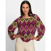 HEINE Bluse khaki / oliven / mørk pink
