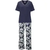LASCANA Pyjamas mørkeblå / pastelgrøn / hvid