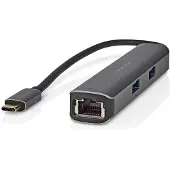 Nedis Guld Ccbw64210at02 5-i-1 Multiport Usb-adapter Usb 3.2 Gen 1 Usb-c M-rj45 H/hdmi/3x Usb-a H 5 Gbps Belagt 0.2 M