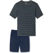Schiesser Pyjamas kort 'Casual Essentials' blå / grå / sort