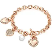 Lulu & Jane Armbånd rosa guld / perlehvid