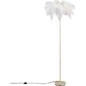 QAZQA Art Deco Gulvlampe Beige med Hvide Fjer - Peahen