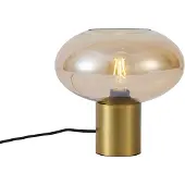 QAZQA Design bordlampe messing med ravfarvet glas - Umbrella