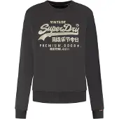 Superdry Superdrytil kvinder. W2012399A Sweatshirt med udsmykket vintage-logo sort (L), Casual, Bomuld