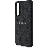 GUESS 4G Ring Classic Logo MagSafe-etui til Samsung Galaxy S25 Edge - Sort