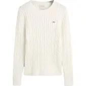 Gant Ganttil kvinder. 4800100 Hvid sweater med rund hals (L), Casual, Økologisk bomuld