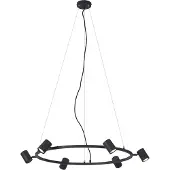 QAZQA Moderne pendellampe sort 6-lys - Jeana Circle