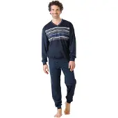 Hajo Pyjamas lang marin / himmelblå / mørkeblå / hvid