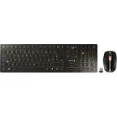 Cherry DW 9100 SLIM - Sæt med mus og tastatur - trådløs - 2.4 GHz, Bluetooth 4.2 - fransk - sort/bronze