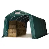 TOOLPORT 3,3x6m, Læskurstelt, PRIMEtex-PVC-teltdug, mørkegrøn, beton undergrund