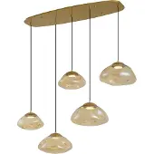QAZQA Hotel Chic Pendellampe Messing med Amber Glas 5-Lys - Gus