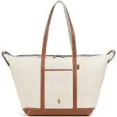 Ralph Lauren Polo Ralph Laurentil kvinder. 428973072001 Stor beige, brun shopper taske i kanvas (OSFA), Casual, Bomuld