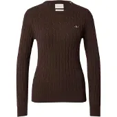 Gant Ganttil kvinder. 4800100 Sweater med rund hals og snoninger i brun elastisk bomuld (M), Casual, Klassisk, Lange ærmer