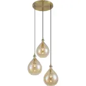 QAZQA Moderne pendellampe guld med ravfarvet glas 3-lys - Traditional