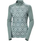 Helly Hansen Merino Midweight Graphic 1/2 Zip, dame, cactus