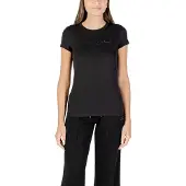Armani Exchange A|X Armani Exchangetil kvinder. XW001457AF10356UC001 T-shirt med skinnende logo, sort (M), Casual, Bomuld, Korte ærmer