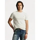 Ralph Lauren Polo Ralph Laurentil mænd. 710671438350 Hvid Custom Slim Fit strikket T-shirt (S), Beige, Casual, Bomuld, Korte ærmer