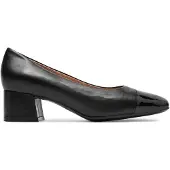 Caprice Pumps, black, made of Leather and textile with Trapeze heel, Size 36