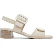 Caprice Heeled sandal, white, made of Leather with Trapeze heel, Size 41
