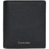 Calvin Klein Tegnebog 'Full-grain RFID Trifold' sort / sølv