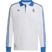 Adidas Real Madrid Polo Terrace Icons - Hvid/Blå Lange Ærmer - , størrelse Small