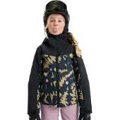 Roxy - Skijakker børn - Free Jet Block Girl Jacket Fennel Seed Big Flower Rg til UnisexUld - Børnetoj Størrelse 12 År - Sort