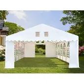 TOOLPORT 5x8m, Partytelt, PVC-teltdug, hvid, med bundramme