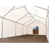 TOOLPORT 4x6m PVC lagertelt, hvid, med bundramme