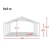 TOOLPORT 8x8m, Telthal, PRIMEtex-PVC-teltdug, grå, uden statikpakke
