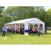 TOOLPORT 5x10m, Partytelt, PVC-teltdug, hvid, med bundramme