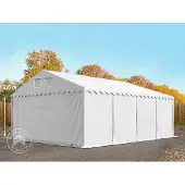 TOOLPORT 5x8m PVC lagertelt, hvid, med bundramme, med statikpakke (beton undergrund)