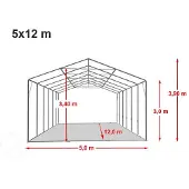 TOOLPORT 5x12m, Telthal, PVC-teltdug, grå, uden statikpakke
