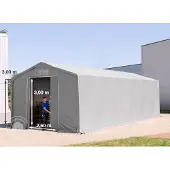 TOOLPORT 6x12m, Telthal, PVC-teltdug, grå, med statikpakke (blød undergrund)