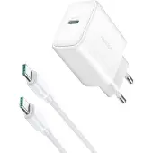 JOYROOM Charger JR-TCF24 USB-C PD 30W QC SFC netoplader - hvid + USB-C kabel 1m