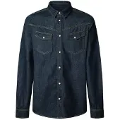 Pepe Jeans Pepe Jeanstil mænd. PM3090809 Camisa Western Rinse marineblå (M), Casual, Bomuld, Lange ærmer