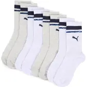 Puma Kids' Crew Socks (4-Pack), Clothing, White/Blue, 31-34