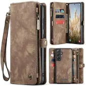 CASEME Samsung Galaxy S25 008 2-i-1 Multifunktionel Pung - Brun