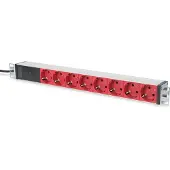 Digitus Professional DN-95410-R - Stikdåse (rackversion) - AC 220-240 V - 4000 Watt - input: IEC 60320 C14 - output-stikforbindelser: 8 (power CEE 7/7) - 1U - 19 - 2 m ledning - rød