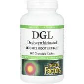 Natural Factors , DGL, Deglycyrrhizineret Lakridsrodextrakt, 180 Tænkelige Tabletter