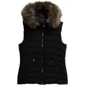 Superdry Superdrytil kvinder. W5011753A Fuji Faux Fur Vest sort (L), Casual, Polyester