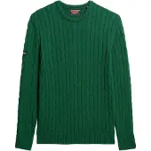 Superdry Superdrytil mænd. M6110660A Jersey Cotton Classic Cable grøn (L), Casual, Bomuld