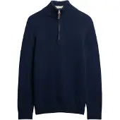 Superdry Superdrytil mænd. M6110648A Henley i marineblå bomuld, Cotton Classics (L), Casual, Lange ærmer