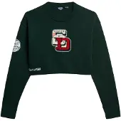 Superdry Superdrytil kvinder. W6110537A Varsity-trøje med rund hals kort grøn grøn (XL), Casual, Økologisk bomuld, Bæredygtig