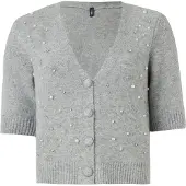 ONLY Cardigan 'ONLRene' grå-meleret / perlehvid