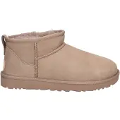Ugg UGGtil kvinder. 1116109 Klassiske Ultra Mini ankelstøvler i læder taupe (40), Fast, Ingen, Casual, Afslappet, Gråt