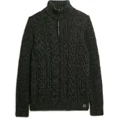 Superdry Superdrytil mænd. M6110639A Flettet strikket trøje med halv lynlås Jacob sort (L), Casual, Akryl